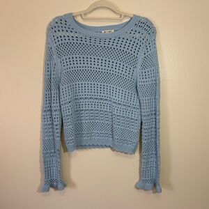 Miami Sky Blue Knit ruffle sweater